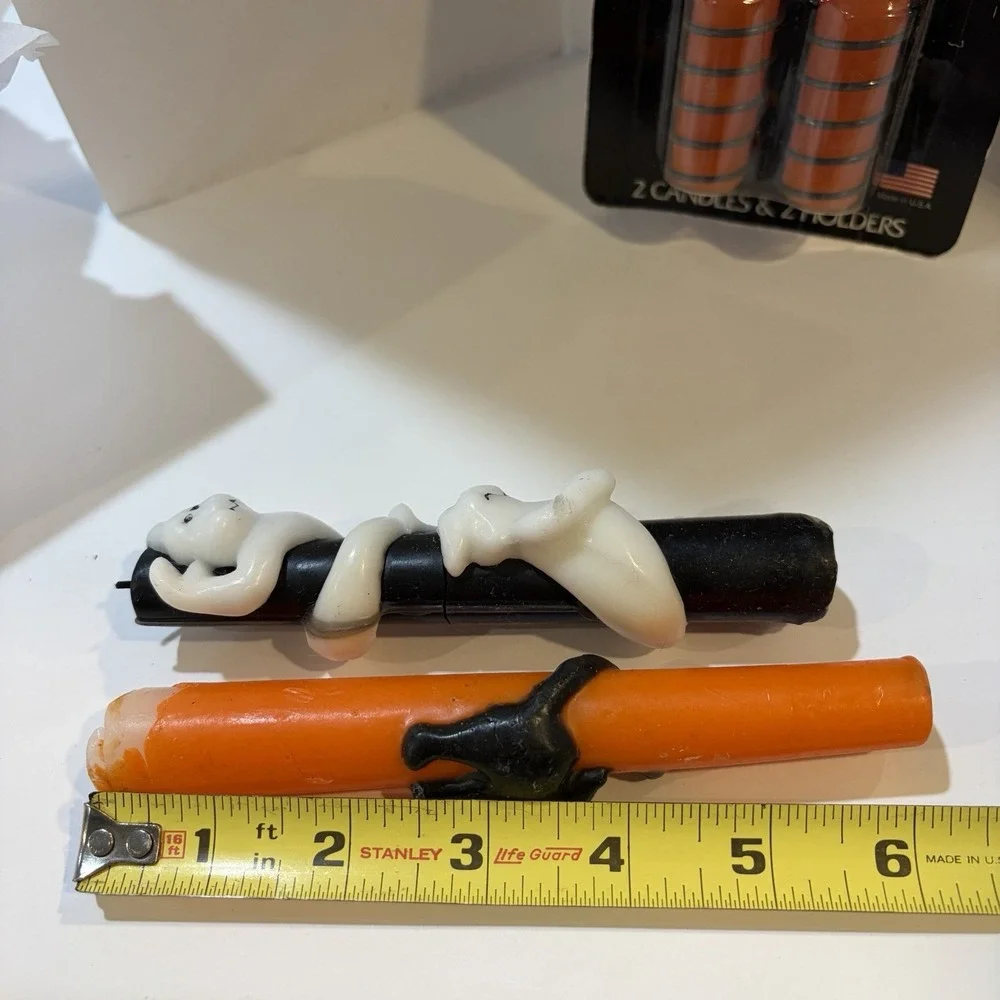 VTG Halloween Candles Ghost Black Cat Pumpkin Candle